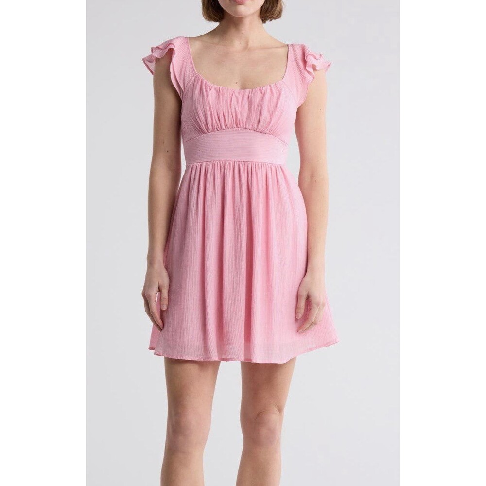Blu Pepper Flutter Sleeve Empire Waist Mini Dress